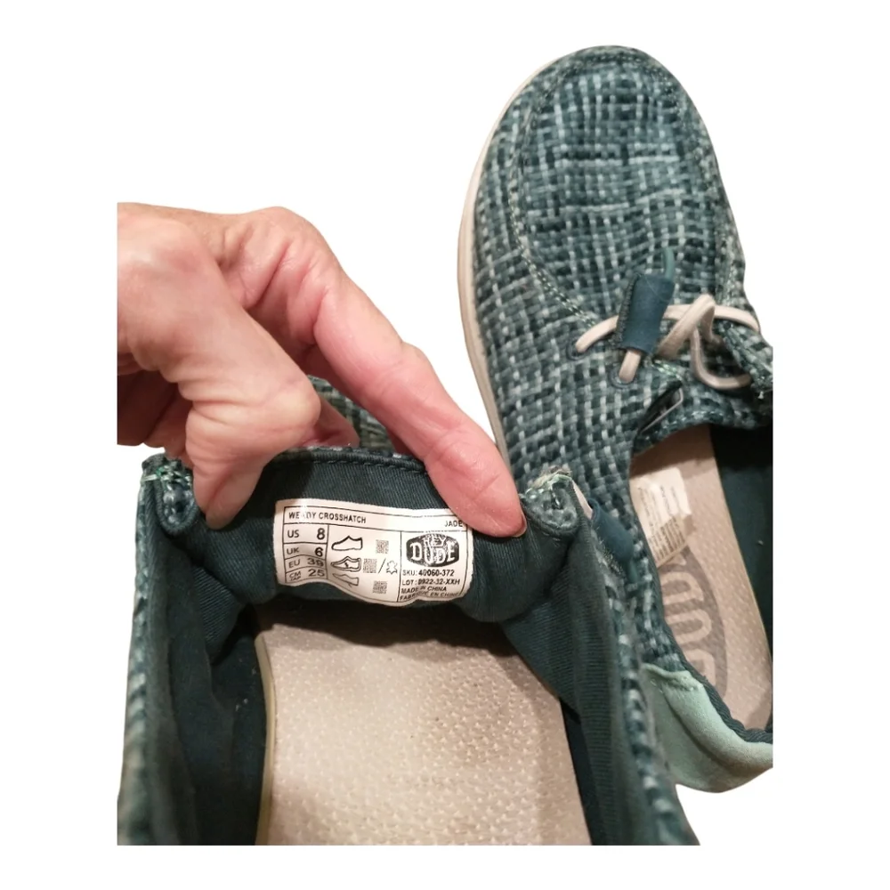 Hey Dude Women's Slip-On Knit Sneakers in Teal Green - Picture 5 of 7